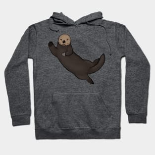 Floating Sea Otter with Heart Stone Hoodie